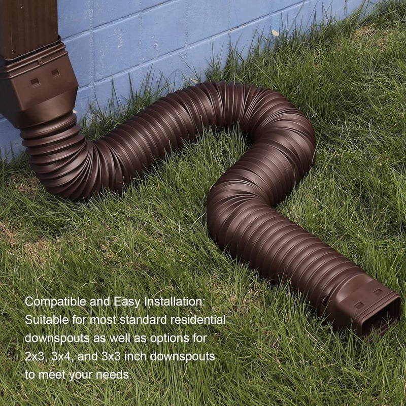 plusgutter Brown 1-Pack Rain Gutter Downspout Extensions Flexible, Drain Downspout Extender,Down Spout Drain Extender, Gutter Connector Rainwater Drainage,Extendable from 21 to 68 Inches - Image 5